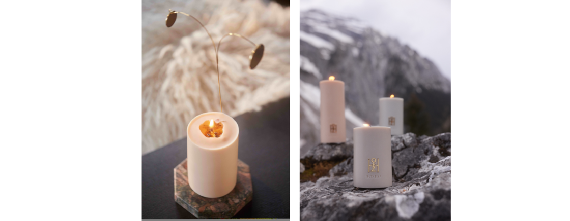 Candles shaped by hand by a master wax-maker, containing in their center macerated plants with energetic virtues
