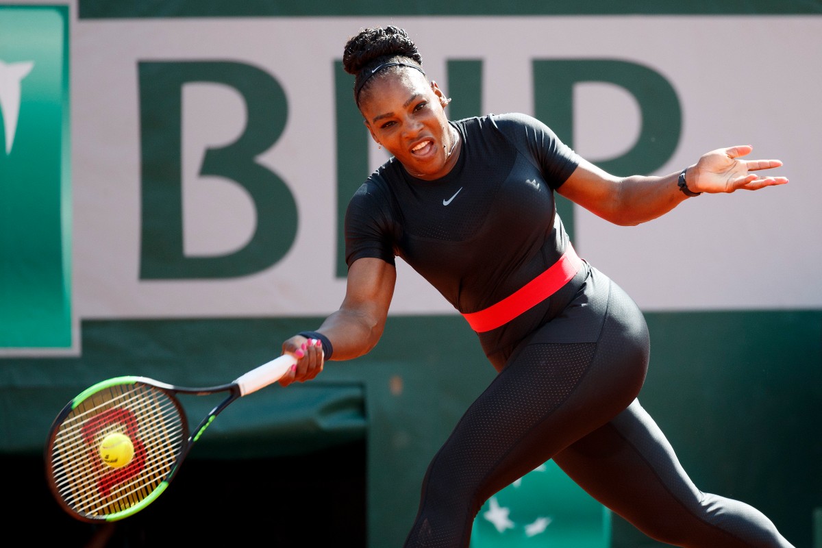 Serena Williams with the Catwoman dress at Roland Garros 2018. Lapresse