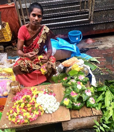 A flower seller at the Pondicherry market