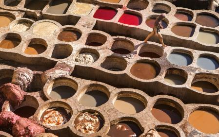 In the Chouwara tannery it is guaranteed to see all the transformation processes of the skin