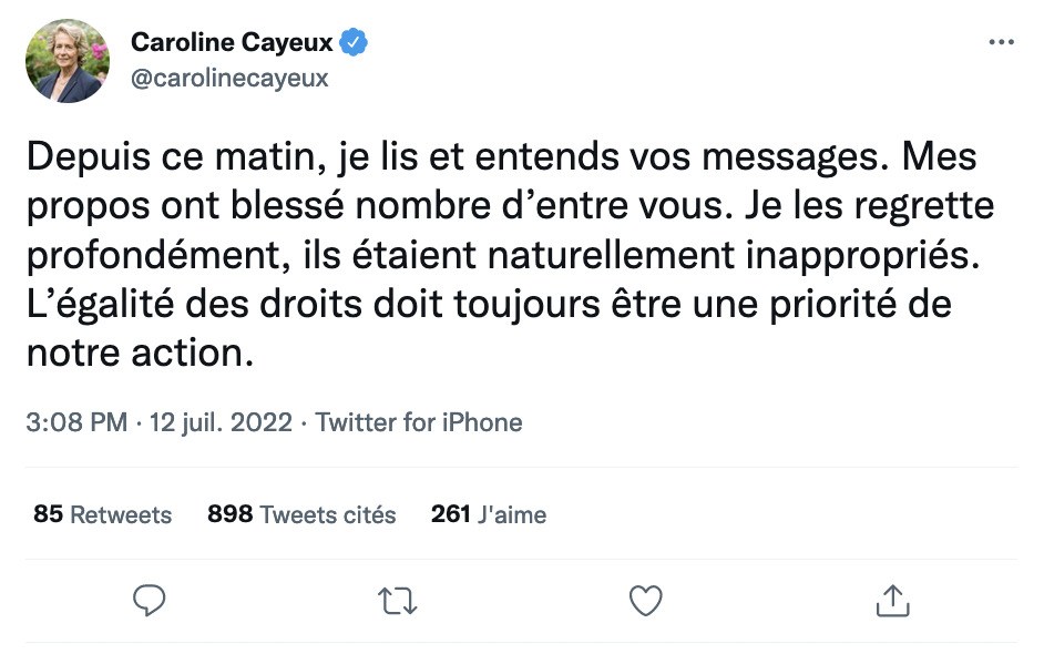 caroline cayeux tweet excuse these people