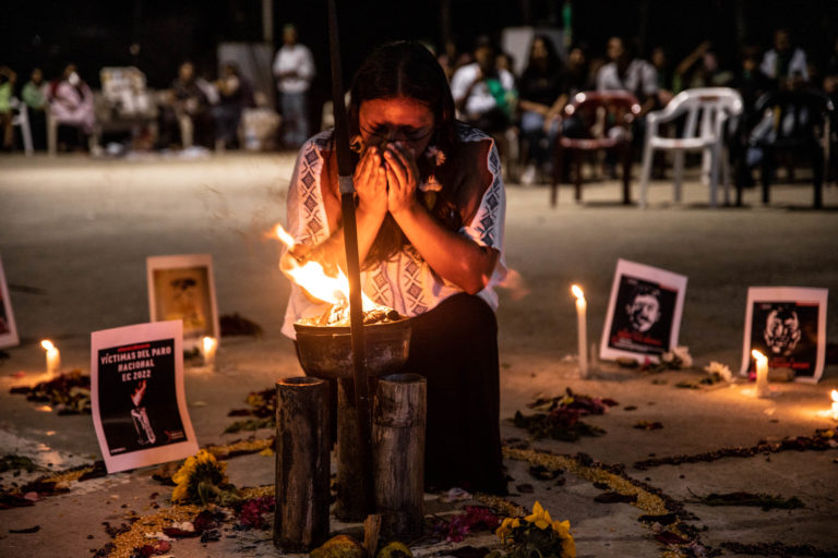 Ceremonia en homenaje a las personas asesinadas en el paro nacional de junio de 2022. Foto: Jerónimo Zúñiga / Amazon Frontlines.