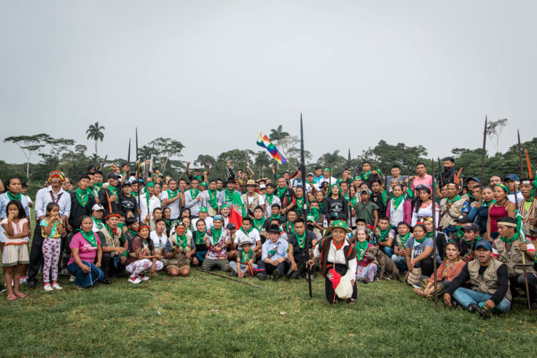 Representantes de más de diez pueblos y nacionalidades indígenas participaron en el I Encuentro Nacional de Guardias Indígenas del Ecuador. Foto: Jerónimo Zúñiga / Amazon Frontlines.