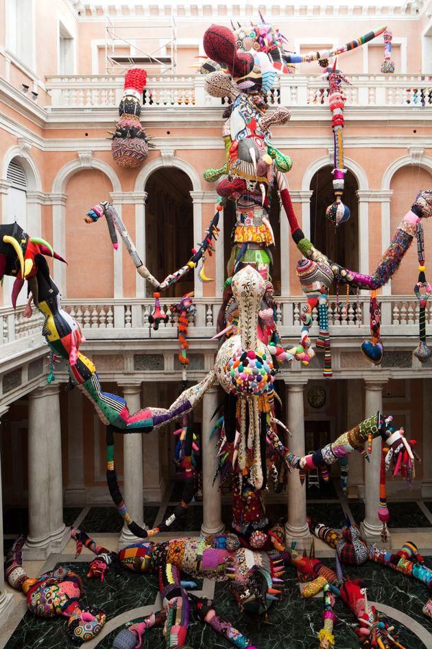 The giant sock designed for the Palazzo Grassi of the Pinault Foundations.