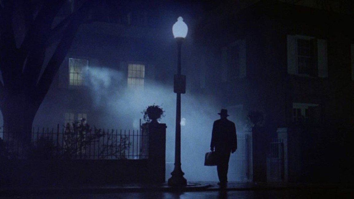 Father Merrin at the showdown in the main scene of The Exorcist