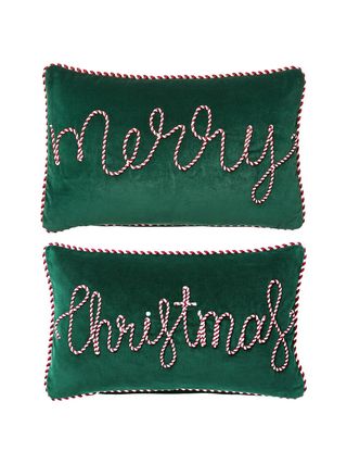 Set of 2 velvet pillowcases in Jolly green