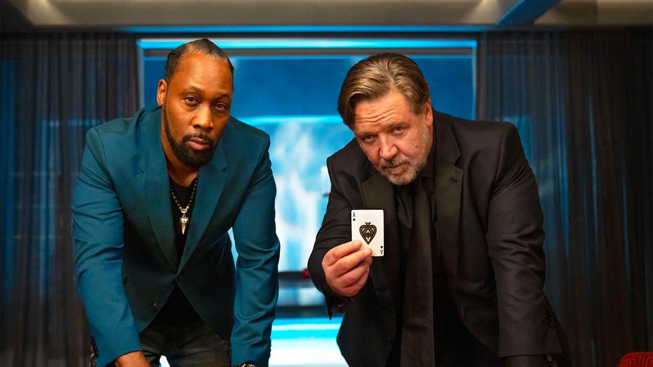 Russell Crowe and RZA in Poker Face (credits: Brook Rushton/Arclight Films/360 Summit)