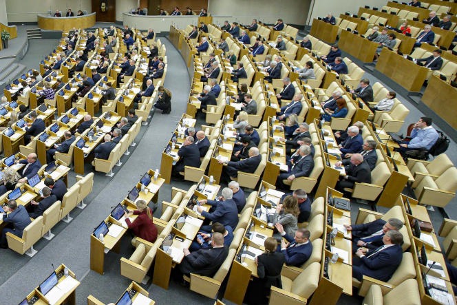 Session of the Duma, the lower house of the Russian Parliament, in Moscow, Wednesday, November 23, 2022.