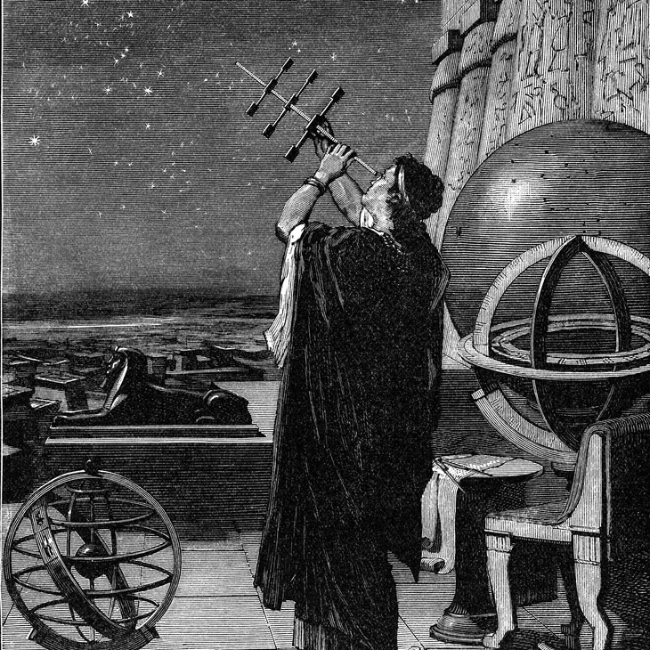 Hipparque observant ciel gravure xixe siecle