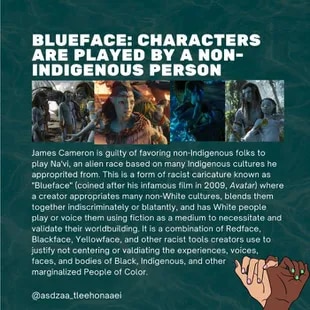 The 'blue faces' are the symbol of the cultural appropriation that the white man makes of all the peoples that are not like him, according to indigenous activists in their rejection of the film Avatar, the shape of water