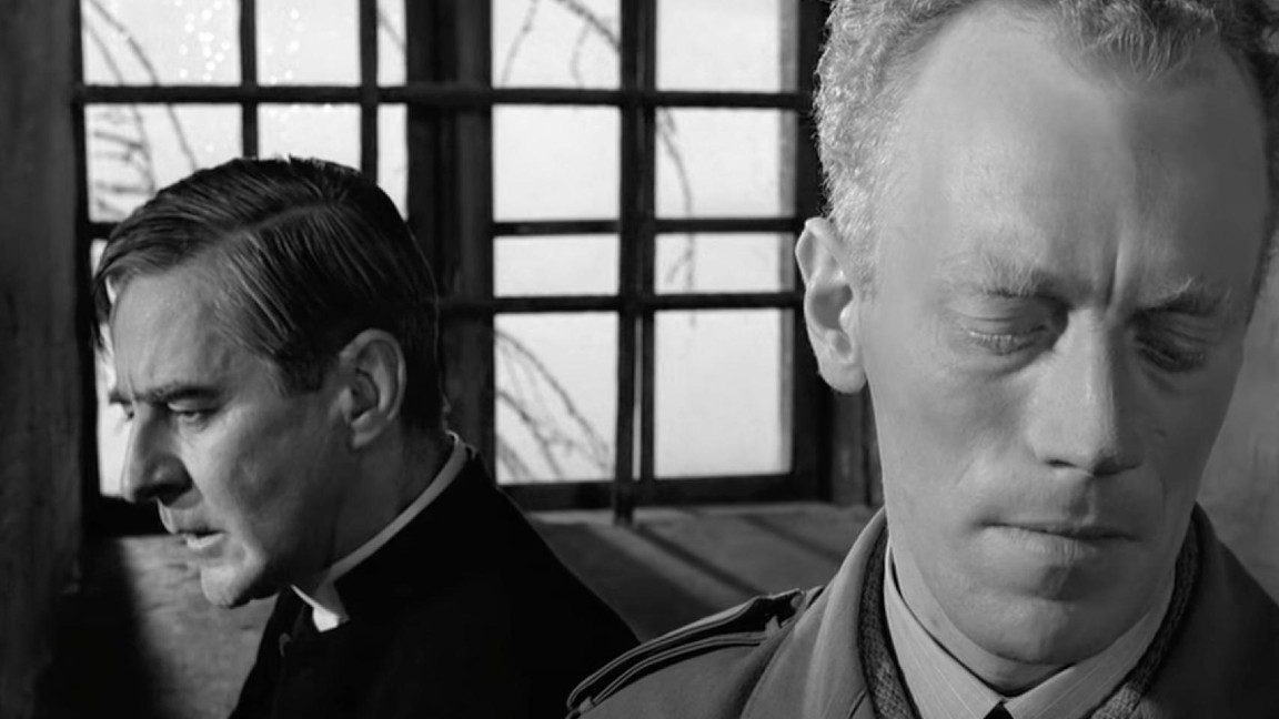 Gunnar Björnstrand and Max von Sydow in a scene from Winter Lights