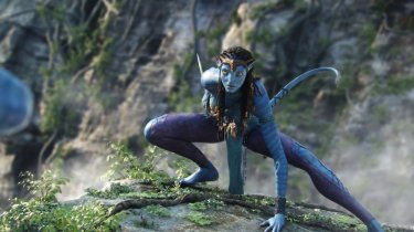 Neytiri, of the Na'vi clan in a sequence of James Cameron's blockbuster film, Avatar