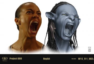 A facial expression of actress Zoe Saldana later copied on her character for the film Avatar