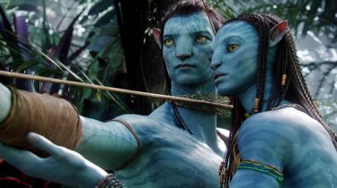 Jake and Neytiri in a scene from the movie Avatar