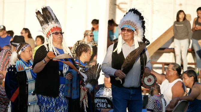Darnell and Smokey, chief and spiritual leader.les of the <em>Blackfeet </em>during an <em>pow-wow</em>, a gathering of Indians from </em> America.