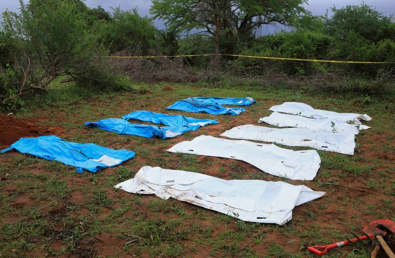 Photo of the shad of body bags in the Kilifi donado, in Kenya April 22, 2023. REUTERS/Stringer